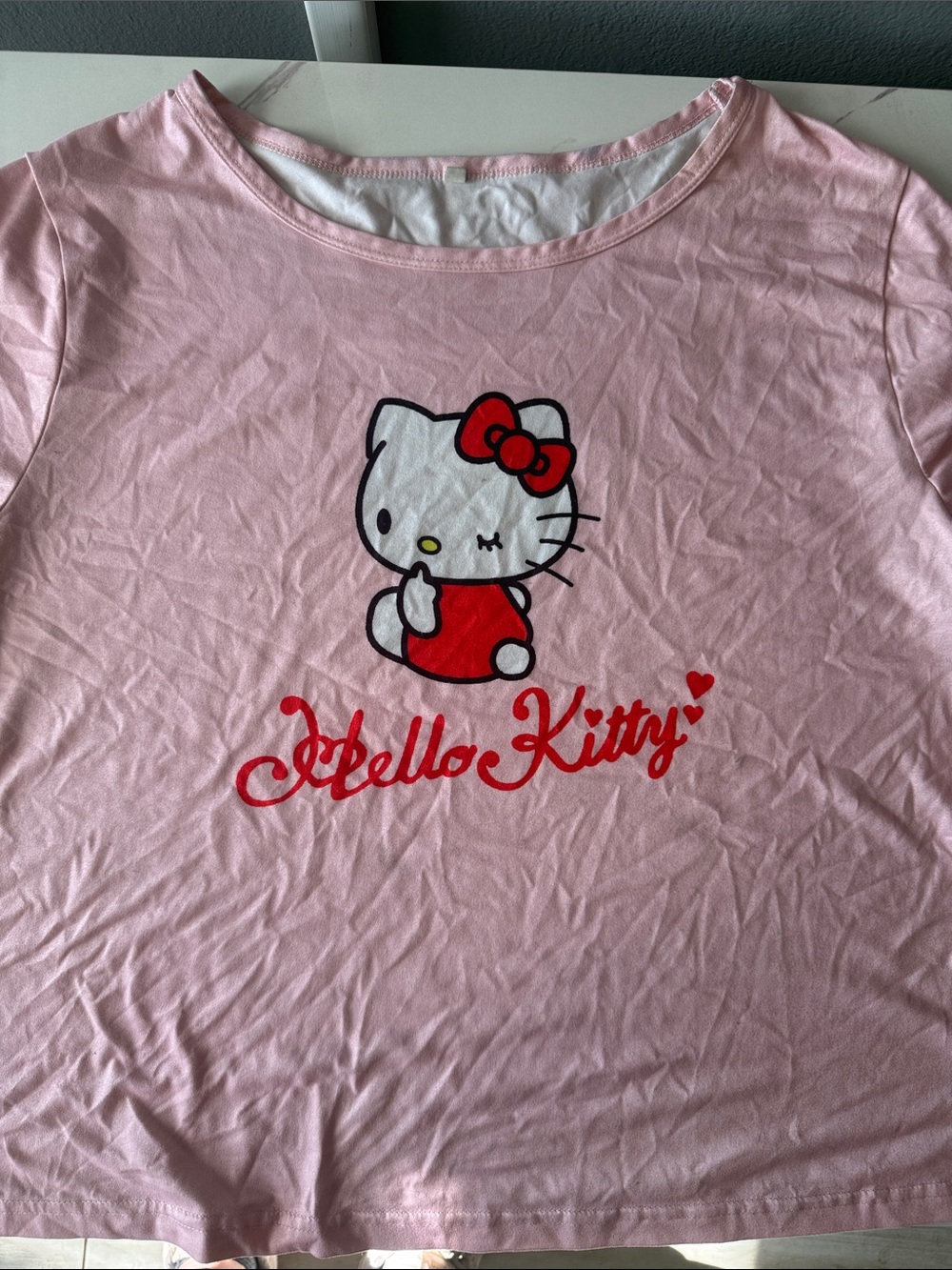 Hello Kitty Pink Tee with Red Graphic